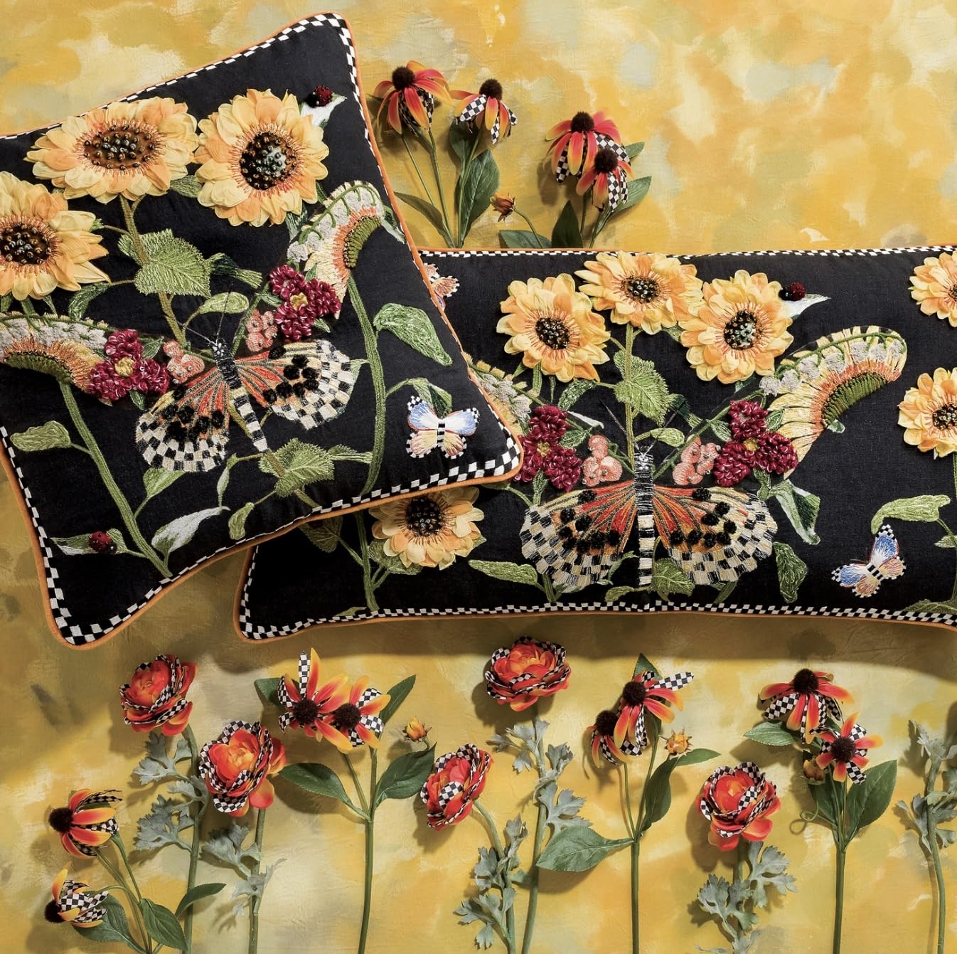 CHILDS Monarch Butterfly Square Pillow - Black