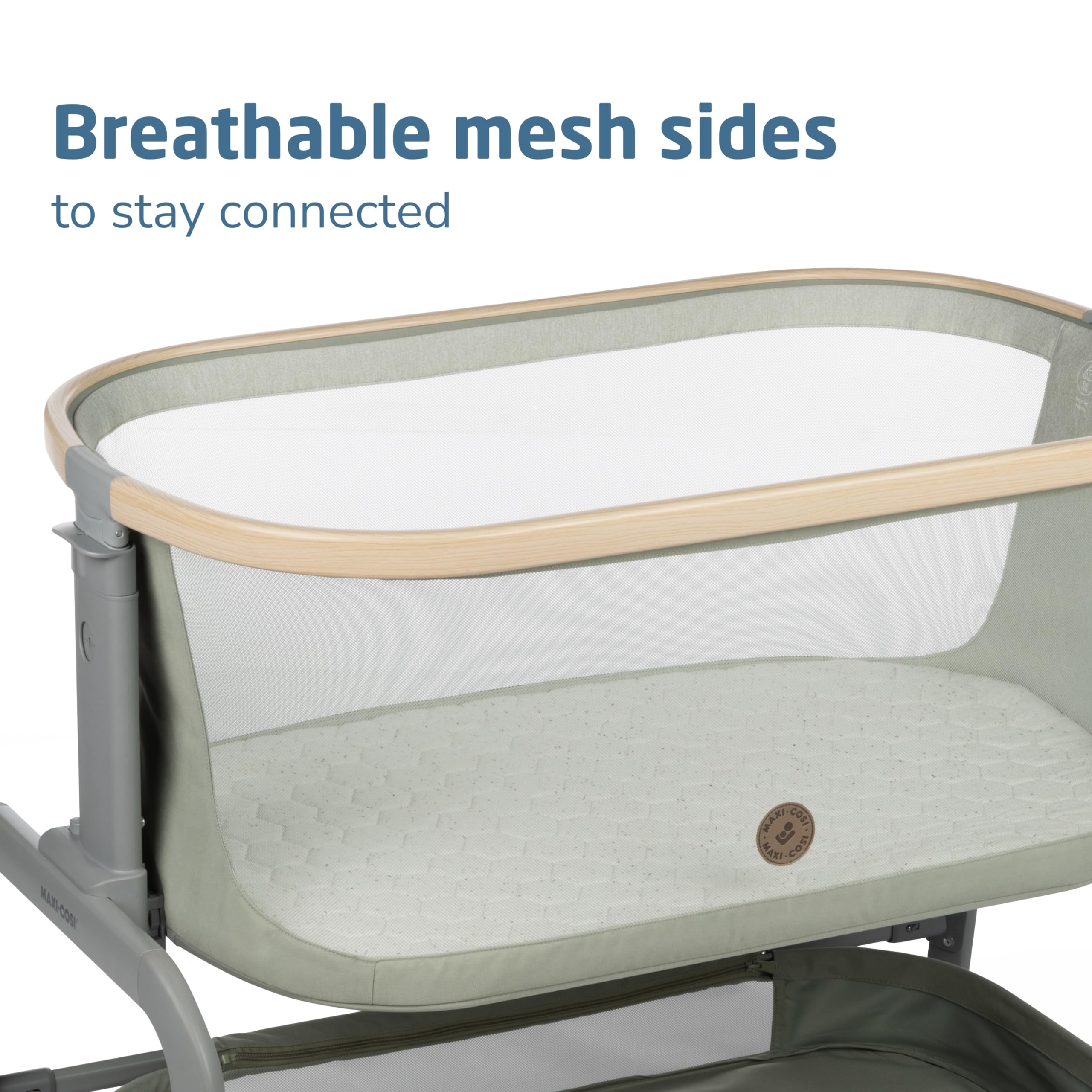 Bedside Bassinet with Adjustable Height and Breathable Mesh