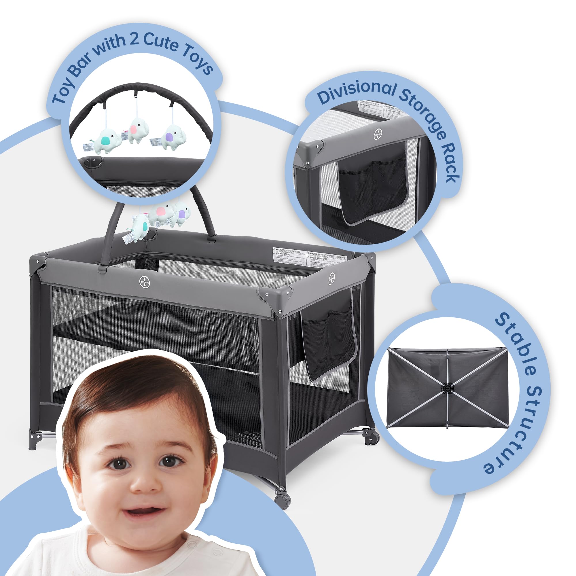 Portable Foldable Baby Playard with Bassinet