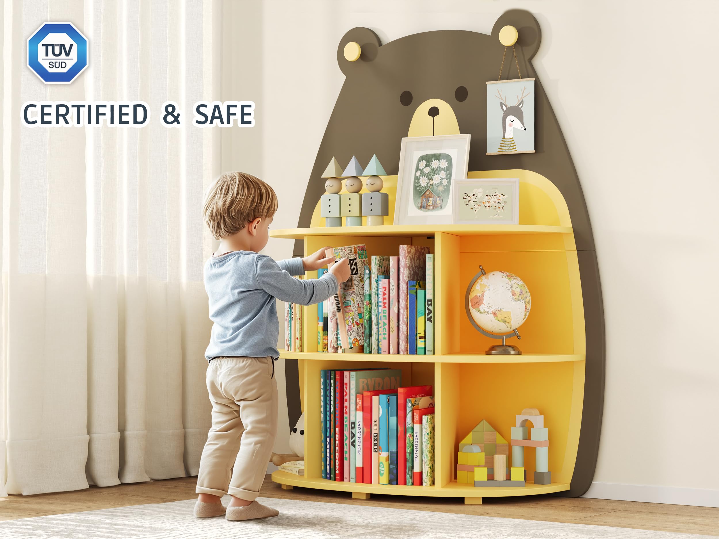 Vailando Bookshelf and Toy Storage, Toddler Bookshelf, Book Shelf for Kids Rooms, Toy Storage Organizer for Kindergarten, Playroom, Nursery,Kids Room