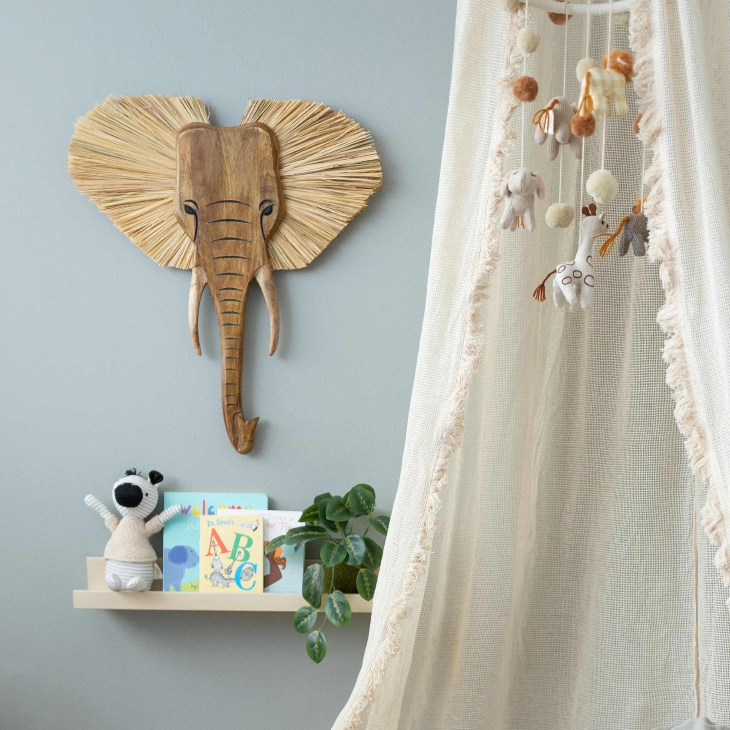 Wooden Safari Elephant Wall Decor