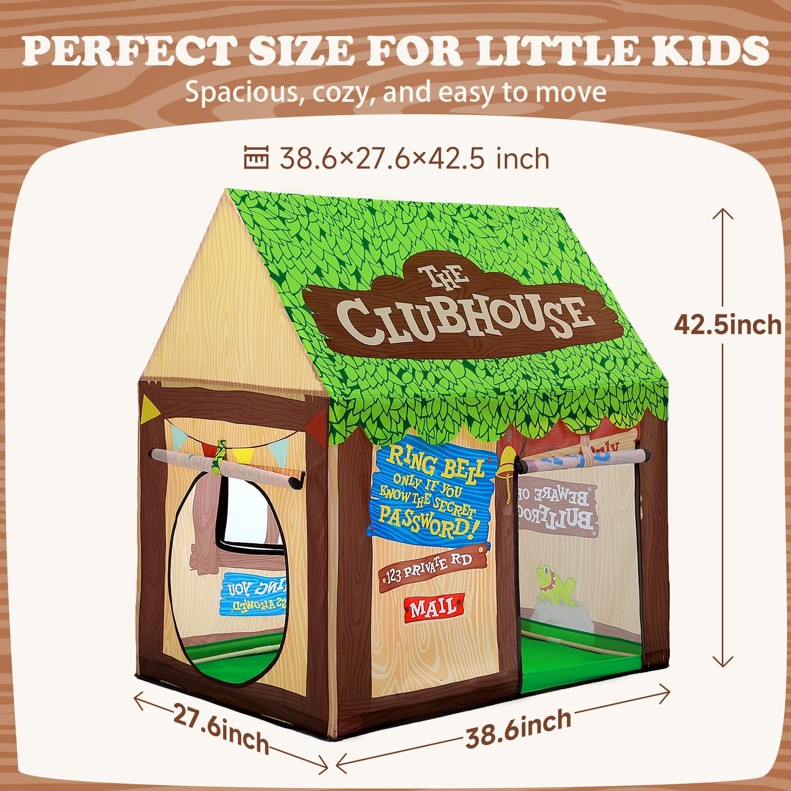 Kids Play Tent Indoor Clubhouse with Roll-Up Door and Windows