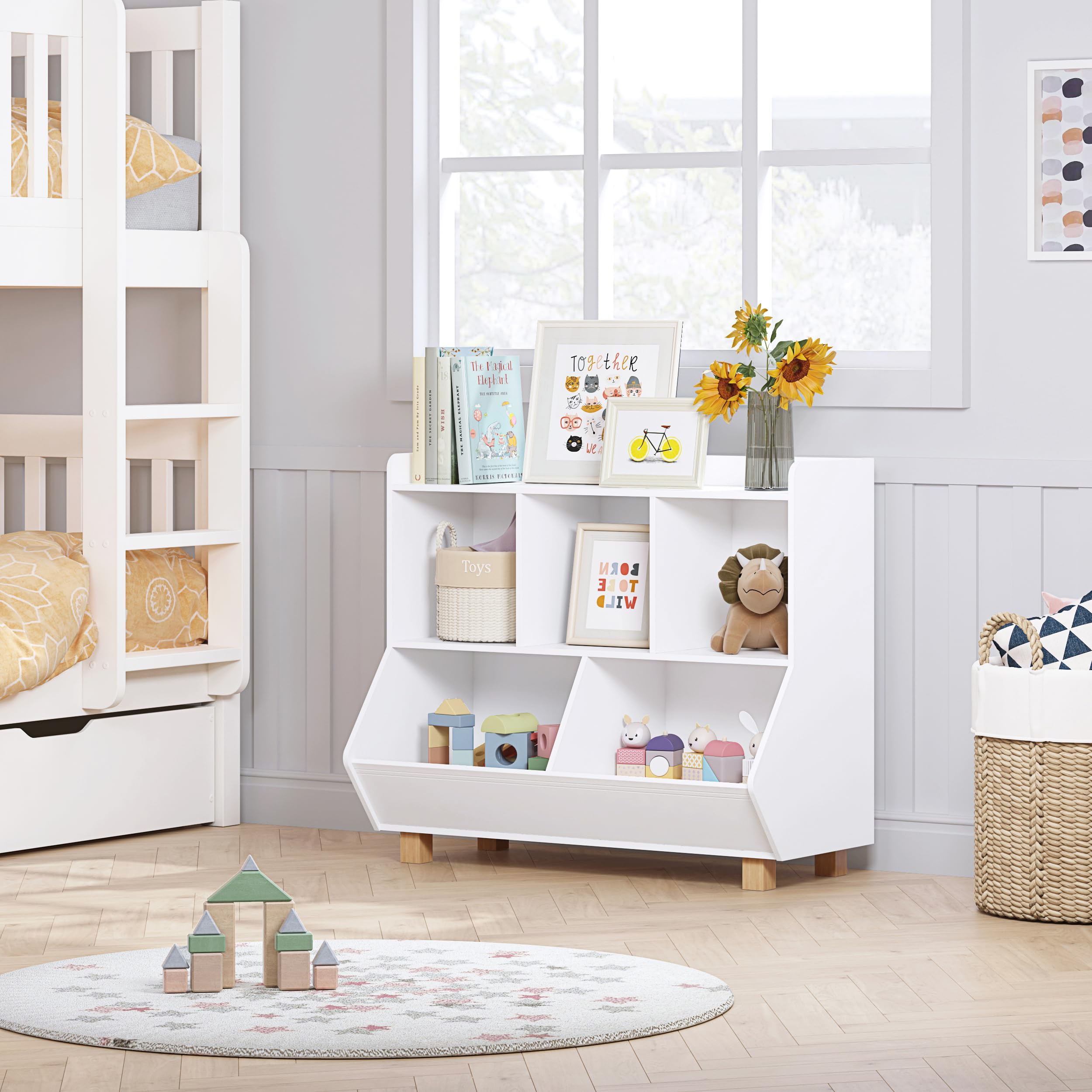 Kids Bookshelf and Toy Storage Organizer with Legs