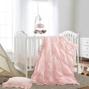 Princess Pink Crib Bedding Set with Pintuck Ruffles