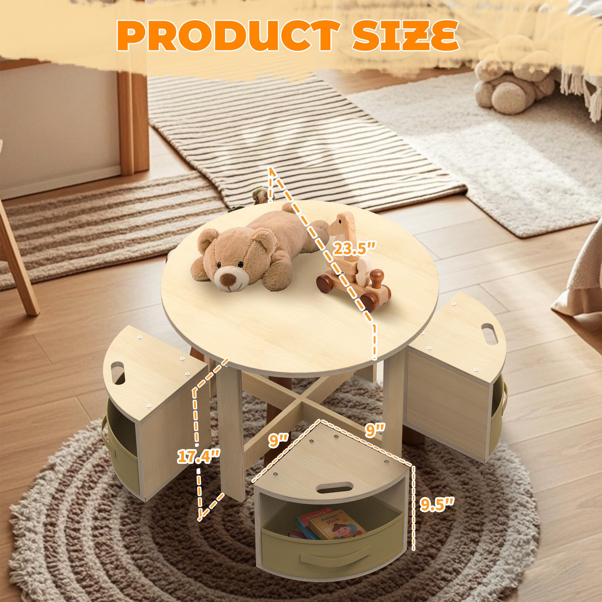 Toddler Activity Table with Storage Stools