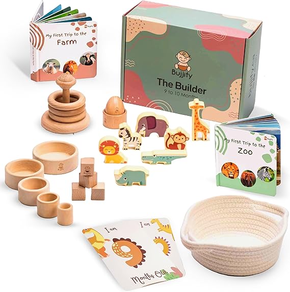 Montessori Toy Set 3-4 Month Infant Toys - Tummy Time Activity Mirror