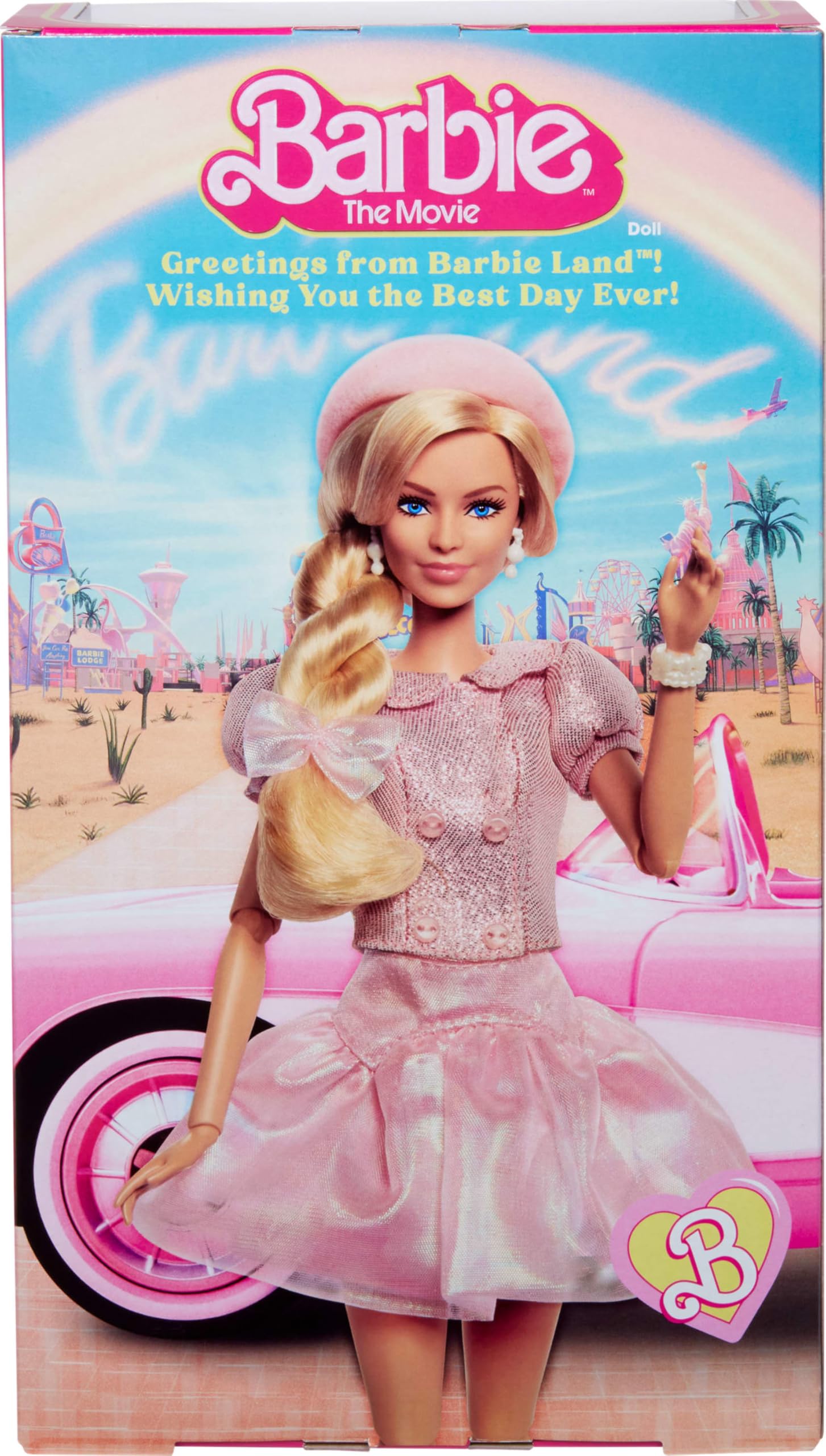 Barbie The Movie Doll, Margot Robbie as, Collectible Wearing Pink Blouse & Skirt Tutu Outfit, with Styled Hair & Matching Jewelry