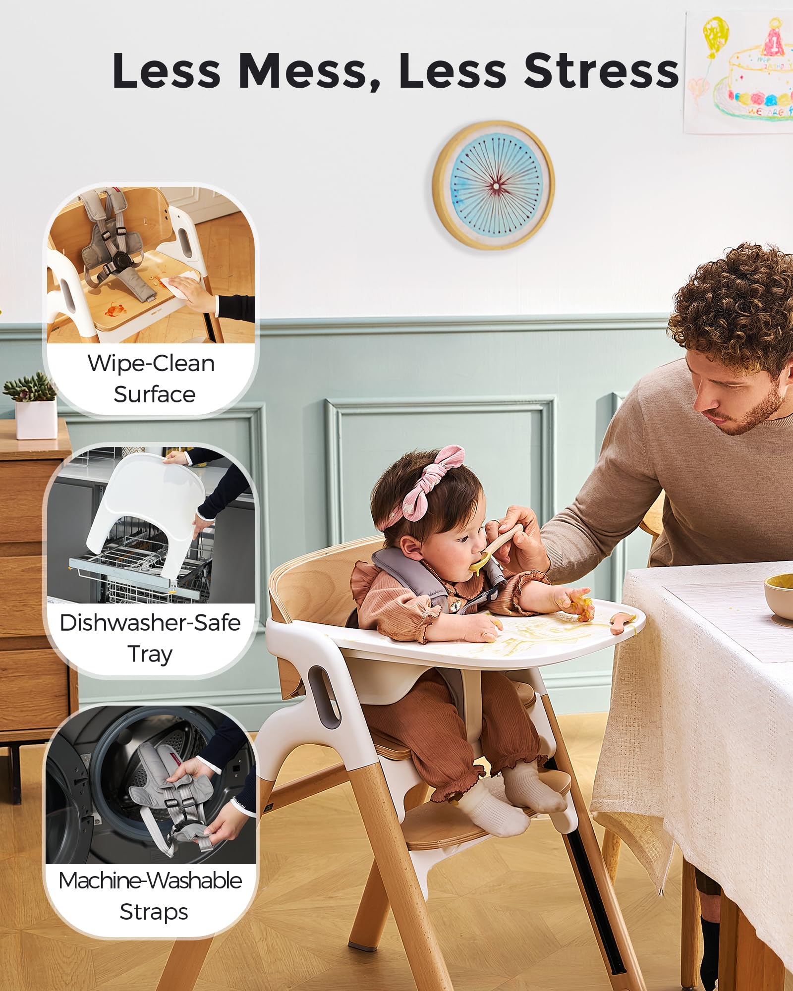 Convertible Wooden High Chair for Babies and Toddlers