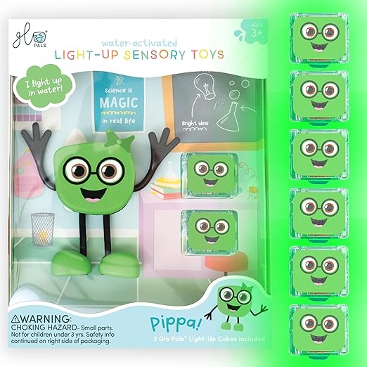 Water-Activated Bath Toy with 6 Reusable Light-Up Cubes for Sensory Play (Party Pal)