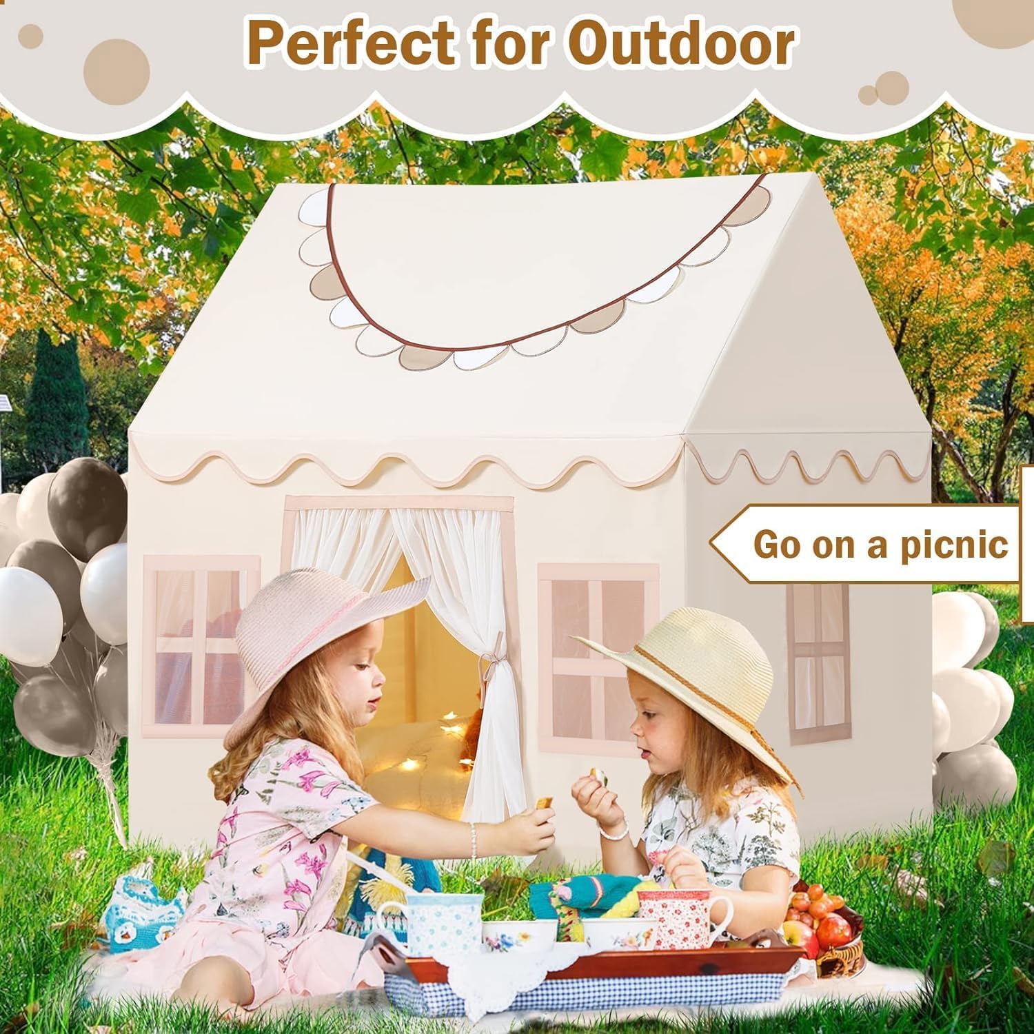 Play Tent for Kids with Star Lights & Banners, Kids Tent Indoor