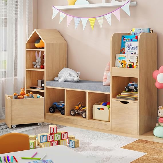 Kids Toy Organizer with 8 Removable Toy Bins, 4-Tier Toy Storage Organizers