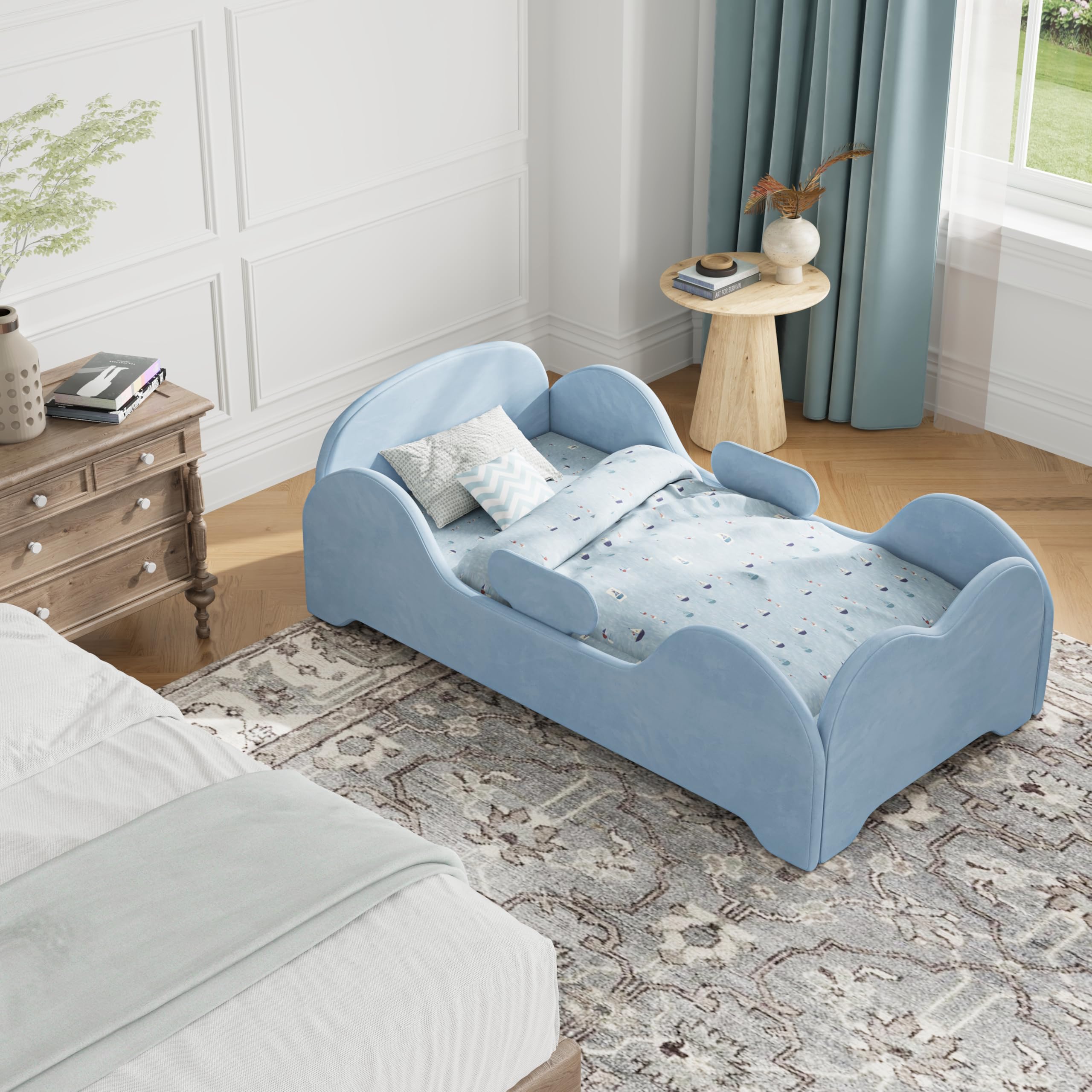 Toddler Floor Bed with Safety Guardrails - Standard Crib Size