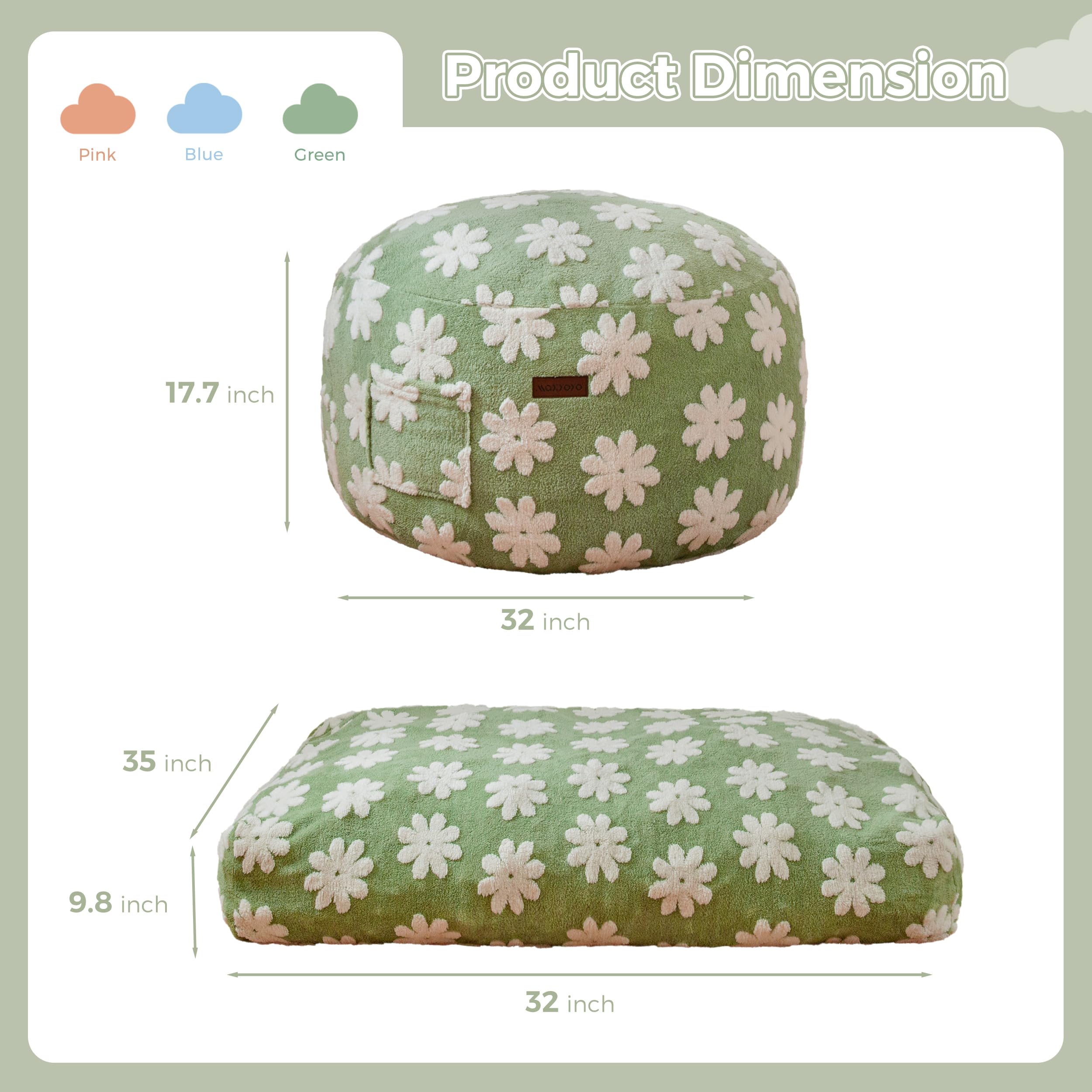 Convertible Bean Bag Chair Bed for Kids with Floral Design