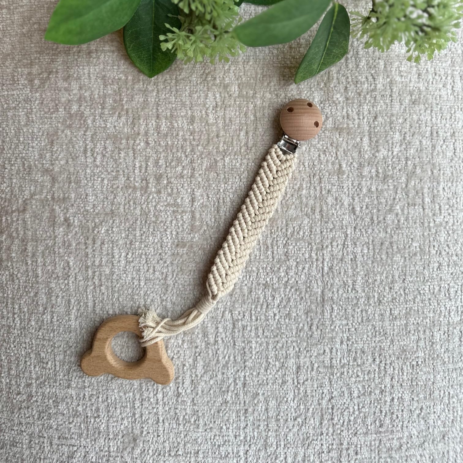 Organic Cotton Handmade Crotchet Bear Rattle, Toy, teether and Pacifier Holder