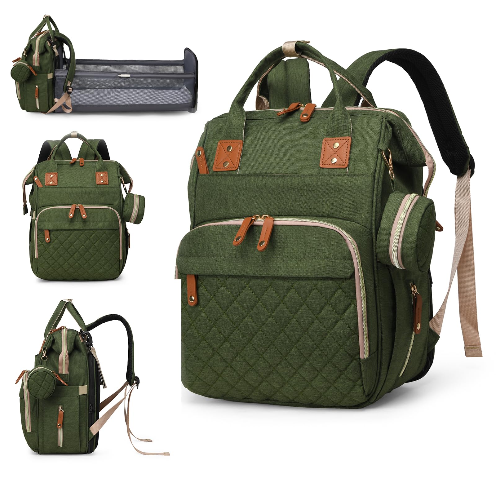 Bag with Changing Station, Waterproof 3 in 1 Baby Diaper Backpack