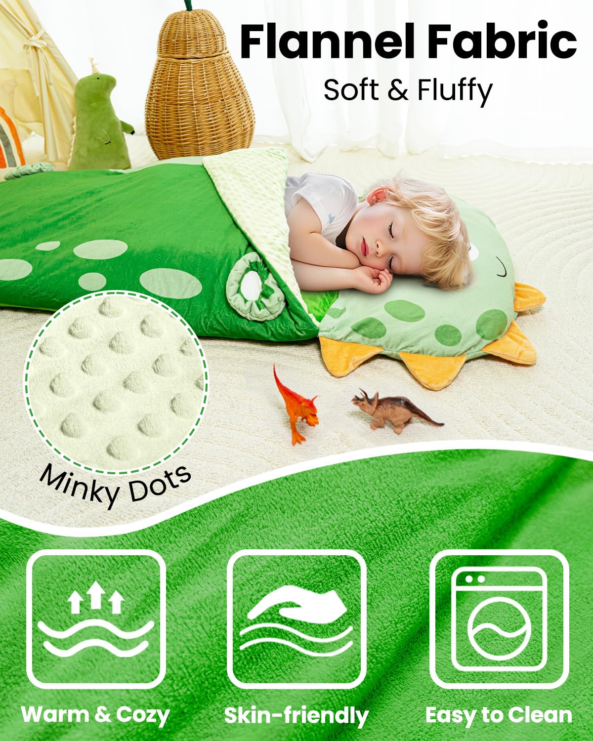 Kids Sleeping Bag with Pillow for Preschool and Travel