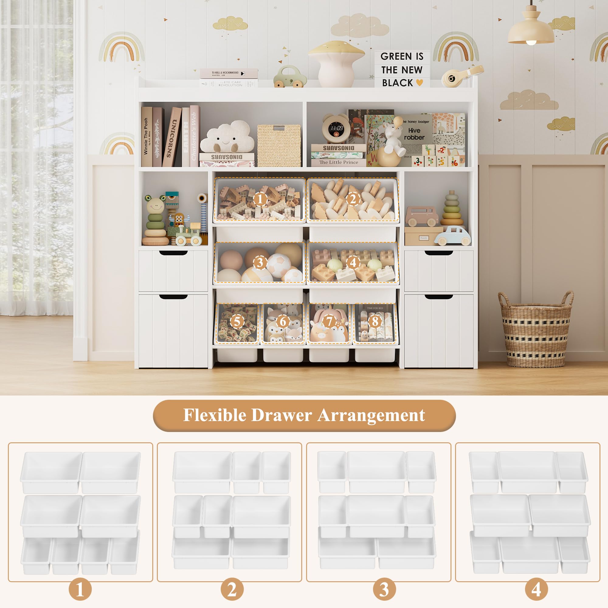 Toy Storage Organizer with Drawers and Bins