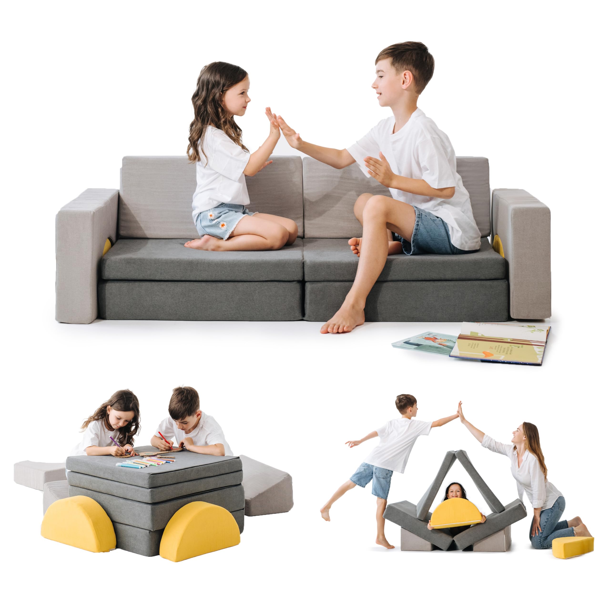 Modular Kids Couch | Sectional Kids Sofa for Girls and Boys Playroom - Foldable