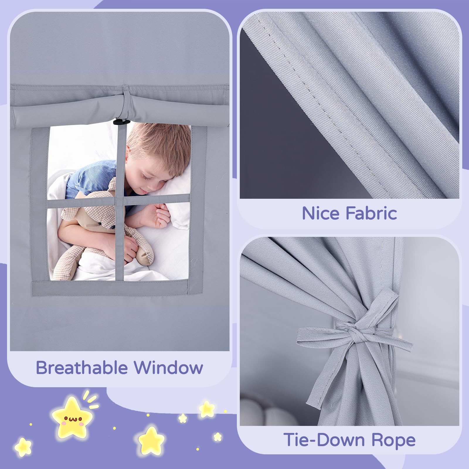 Kids Play Tent with Mat and Star Lights