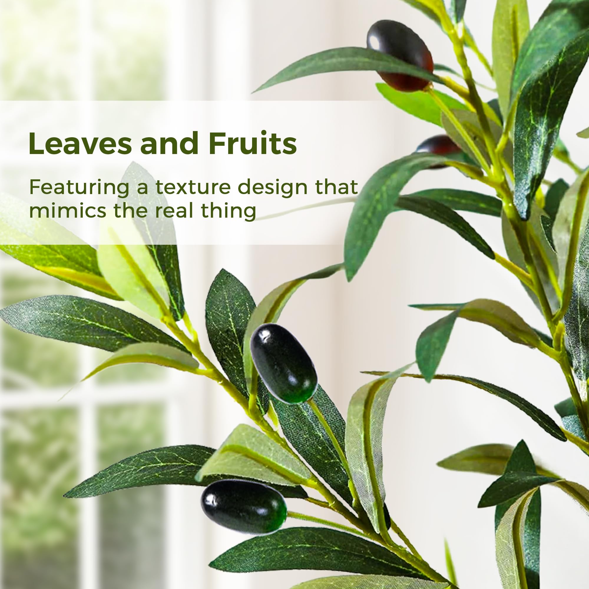 7ft Artificial Olive Tree with Natural Wood Trunk and White Planter