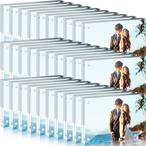 30 Pack 5 x 7 Inch Clear Acrylic Picture Frames Bulk Magnetic Photo Frames 20% Thicker