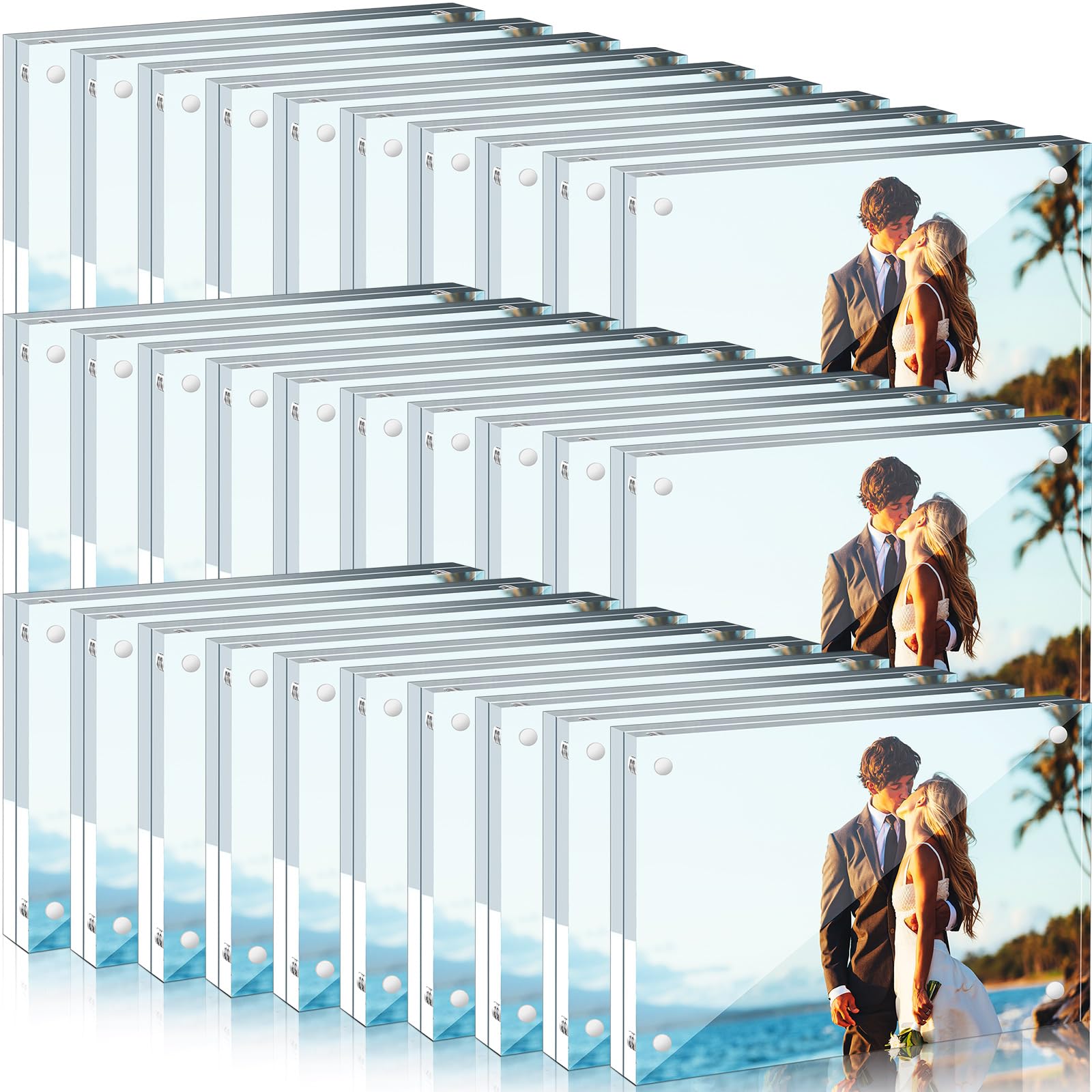 30 Pack 5 x 7 Inch Clear Acrylic Picture Frames Bulk Magnetic Photo Frames 20% Thicker