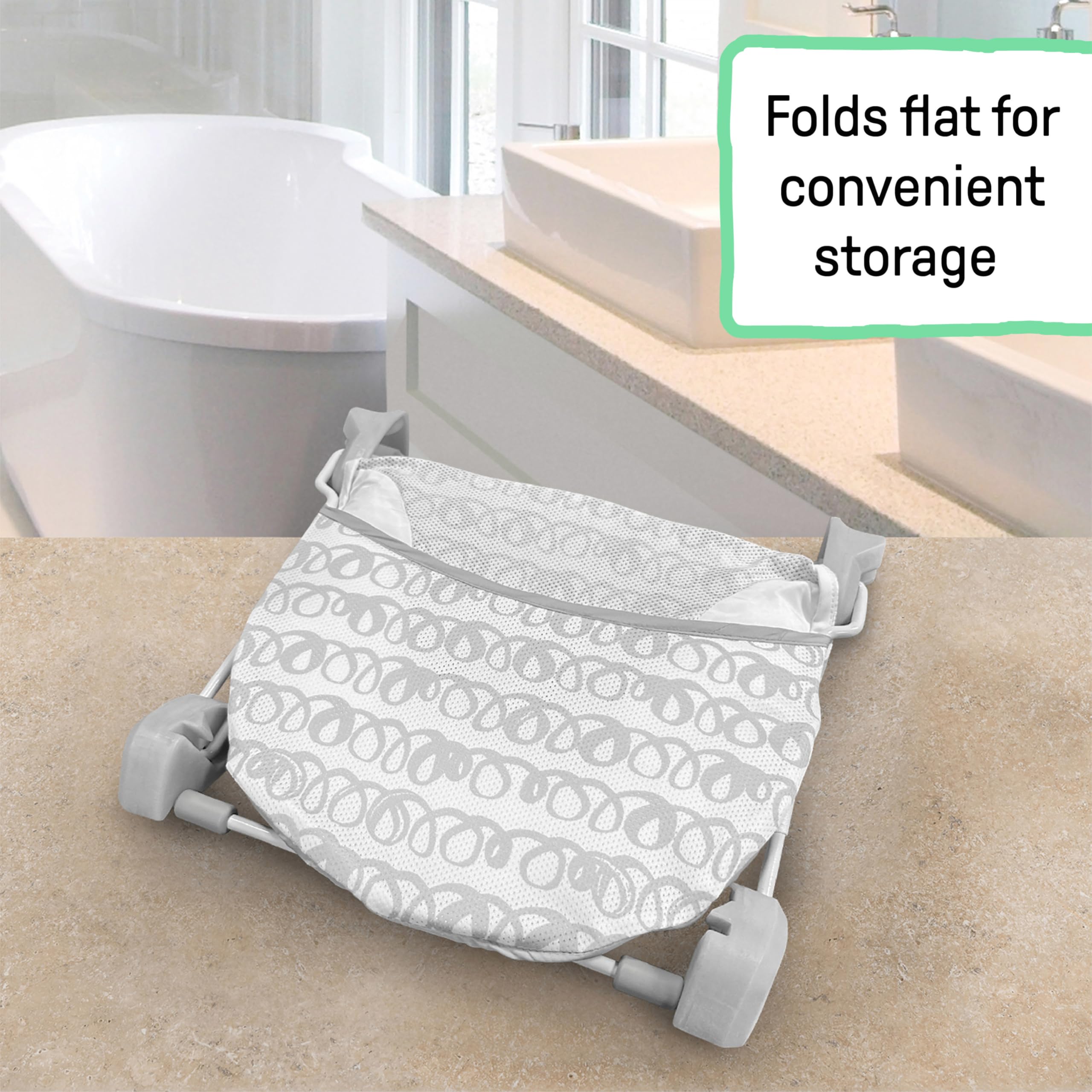 2-Position Foldable Baby Bath Seat with Mesh Sling