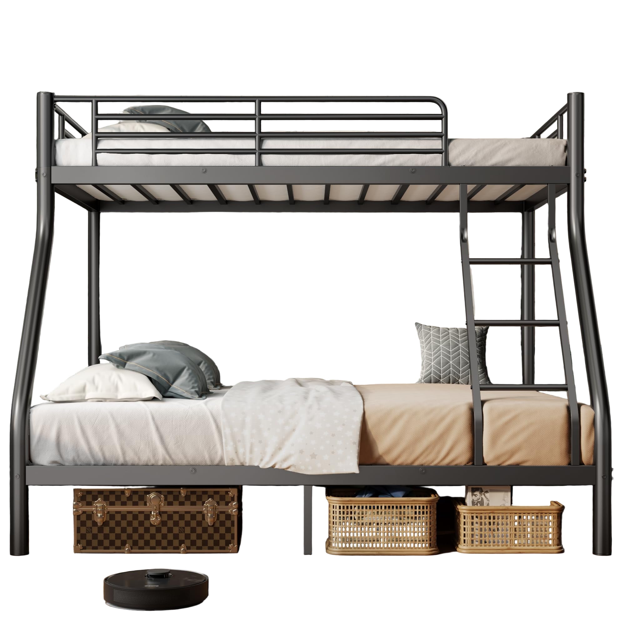 Bunk Beds Twin Over Full Size, Heavy Duty Bunk Beds with Bottom Space