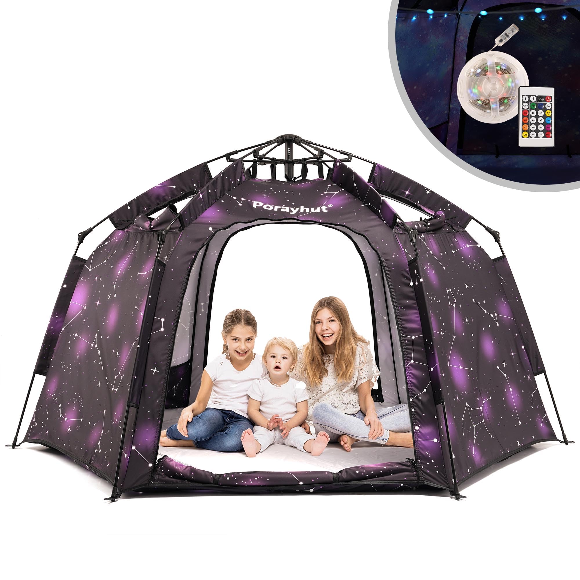Hexagon Kids Play Tent with LED Lights