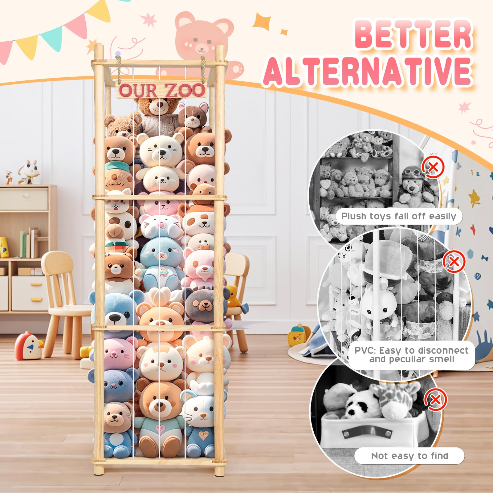 Stuffed Animal Storage Organizer with Elastic Cords