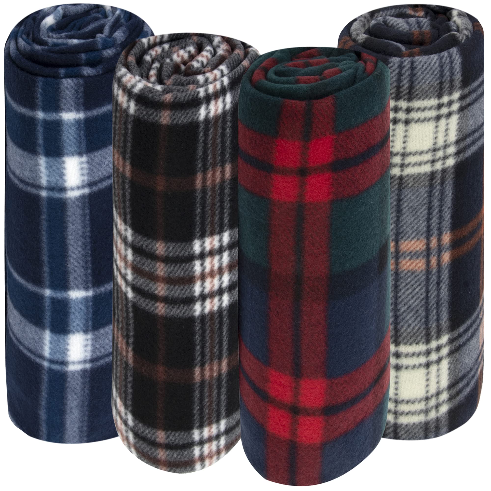 24 Pack Bulk Plaid Sherpa Fleece Throw Blankets 50 x 60 for Wedding Guests