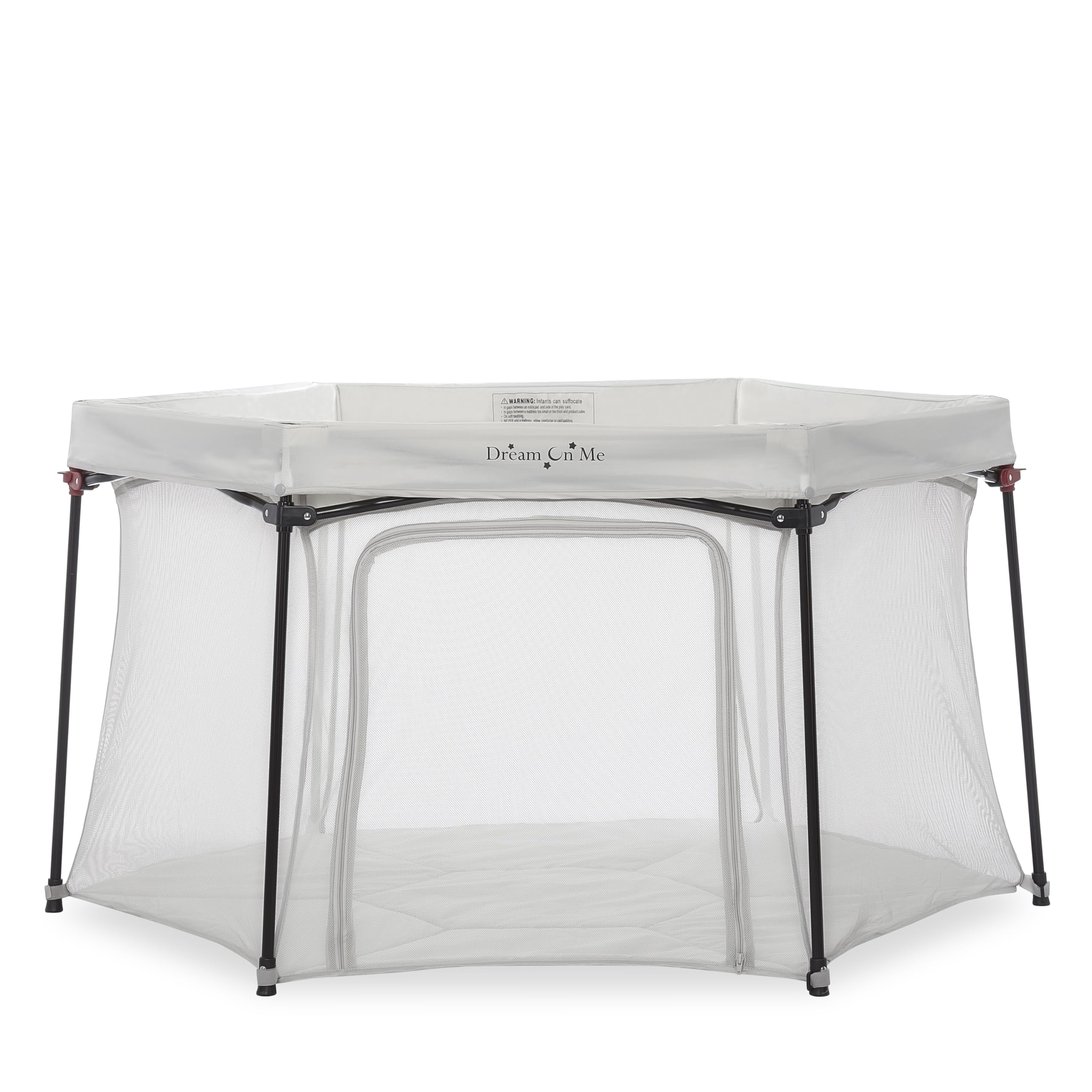 Hexagon Baby Playpen with Mesh Sides and Zipper Door