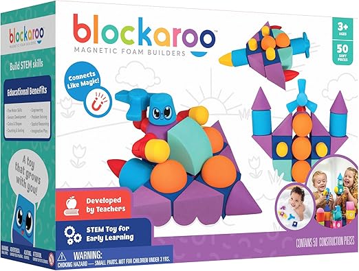 Foam Building Blocks - 100-Piece Set with Storage Chest, Bath Toys