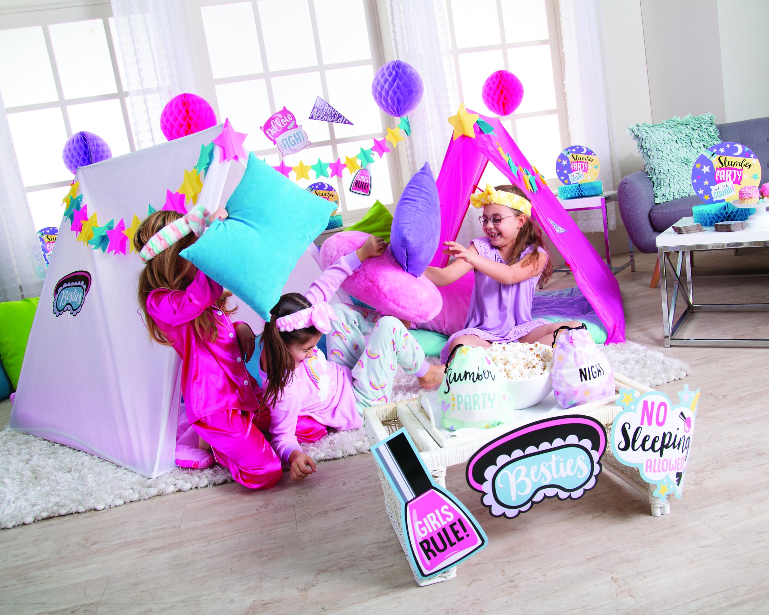 Kids Indoor Slumber Party Tent - 45" x 40" White Nonwoven Fabric