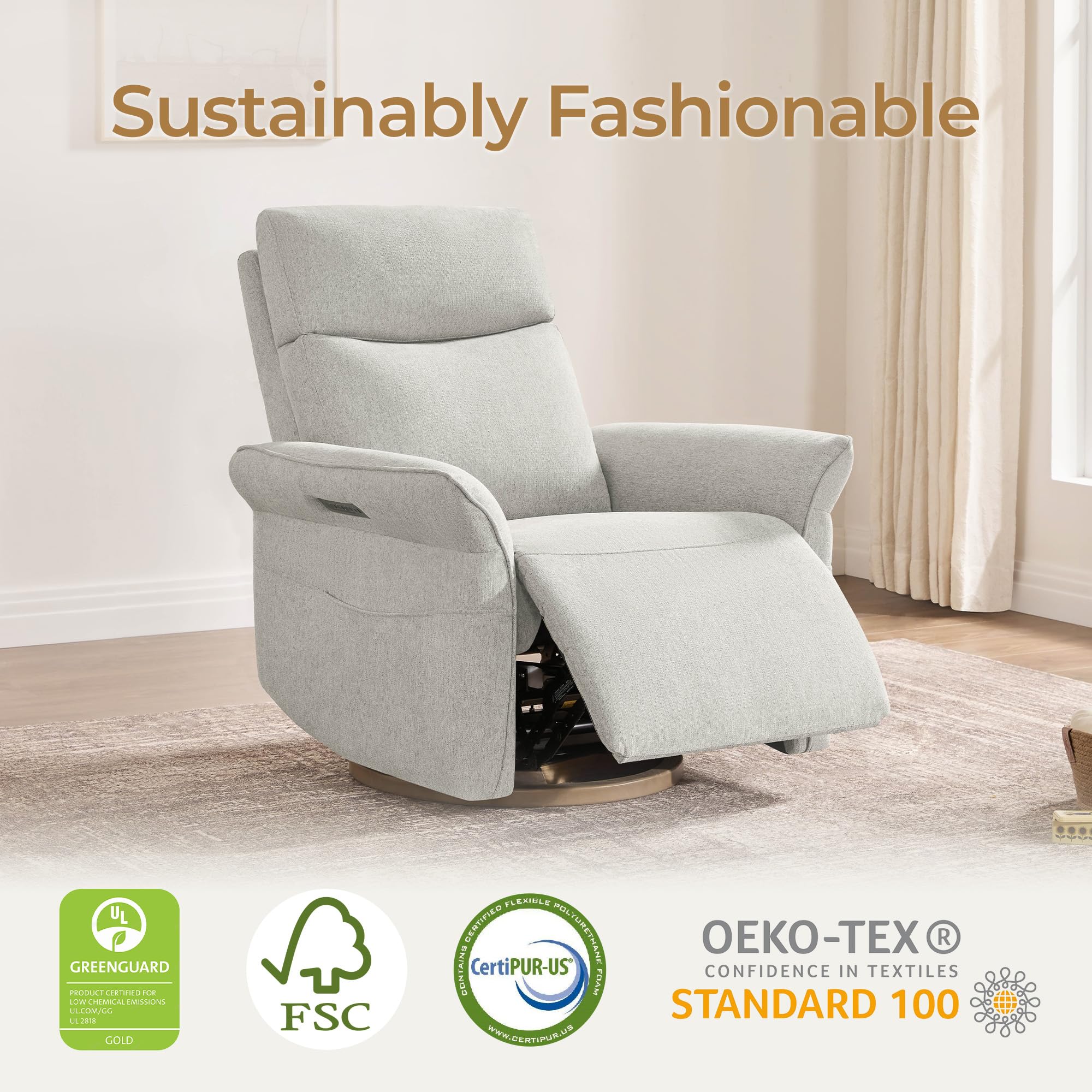 Electric Triple-Motor Power Recliner Nursery Glider Chair