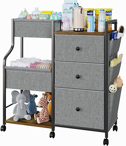 3 Tier Rolling Cart, Baby Organizer and Storage Cart