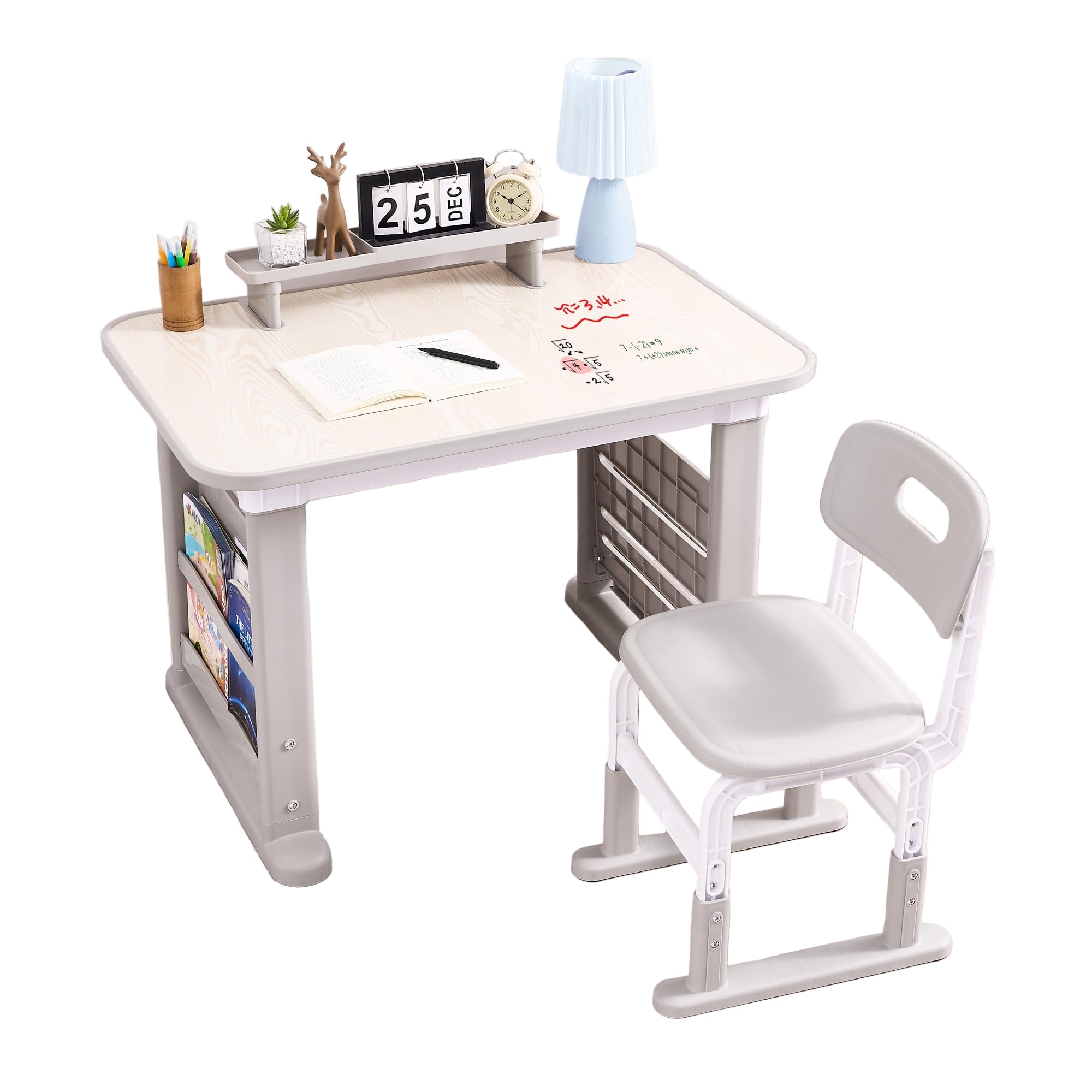 Kids Desk and Chair Set, Multi-Activity Children Study Table