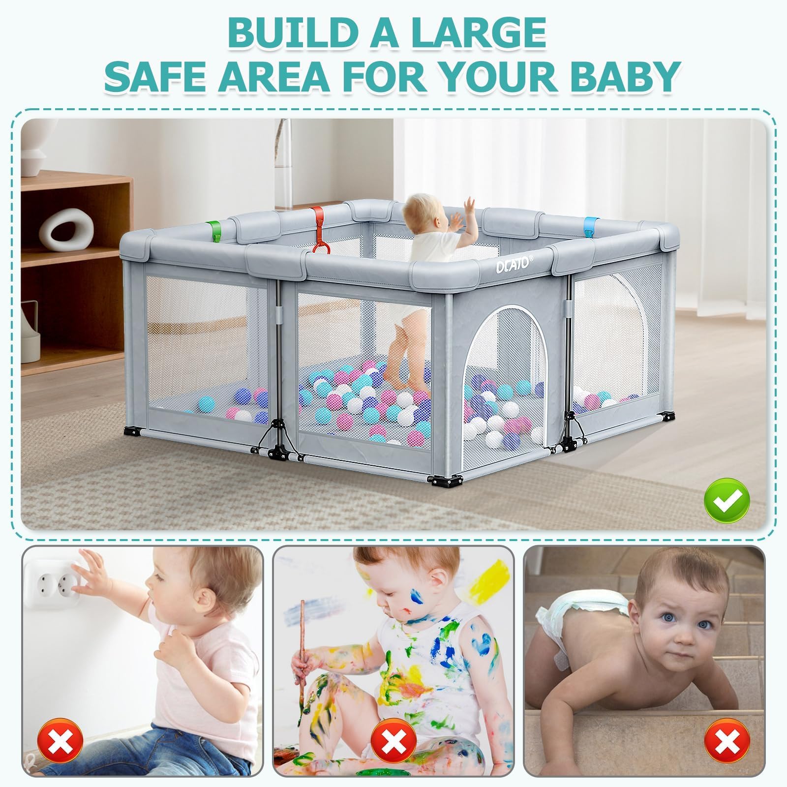 Foldable Baby Playpen 50x50 Portable Indoor Outdoor Safety Play Yard