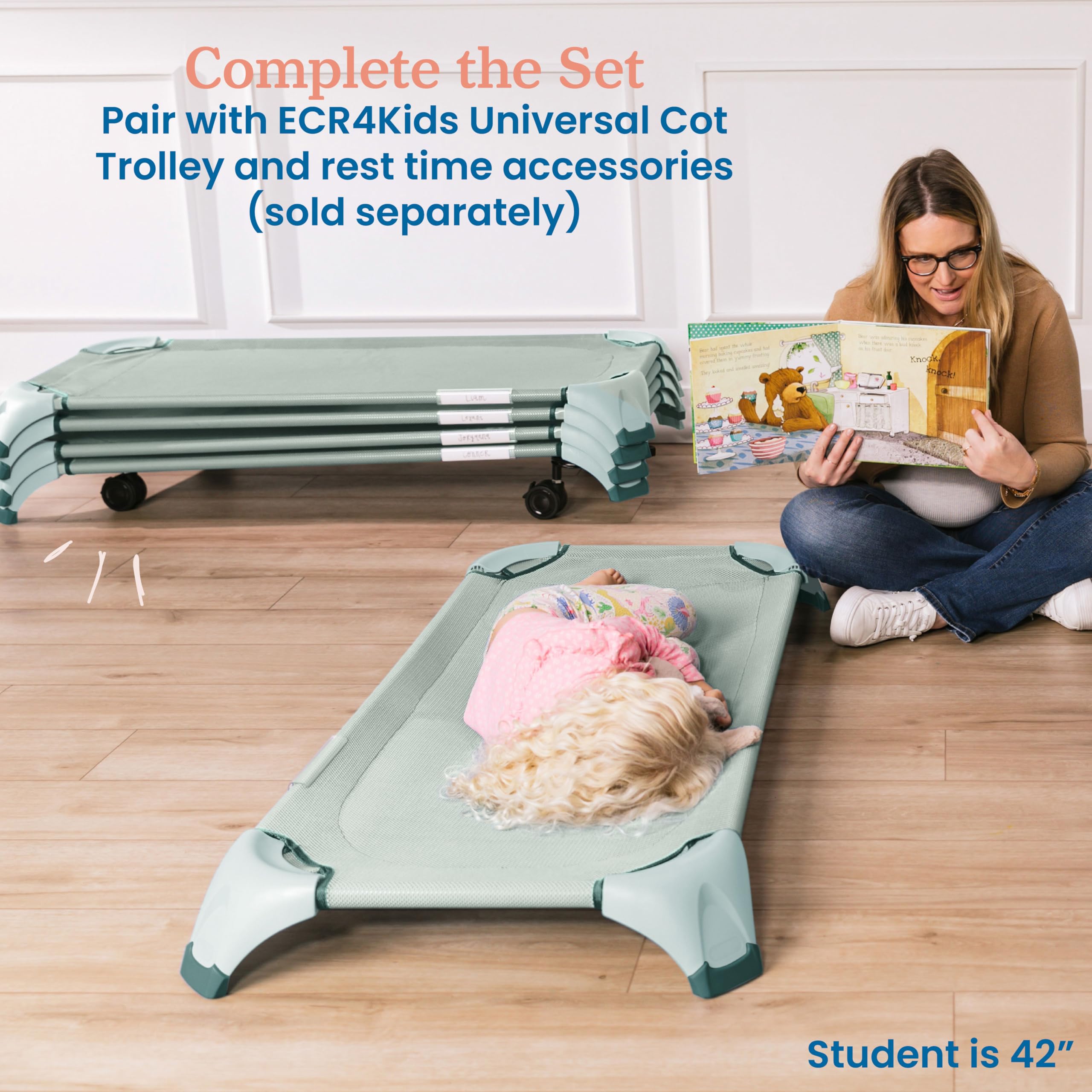 Stackable Classroom Cot with Storage and Name Tags - 6 Pack