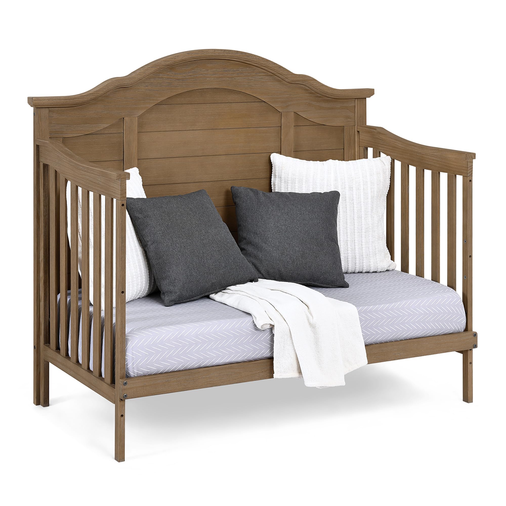 Simmons Kids Asher 6-in-1 Convertible Crib with Toddler Rail, Aged Oak