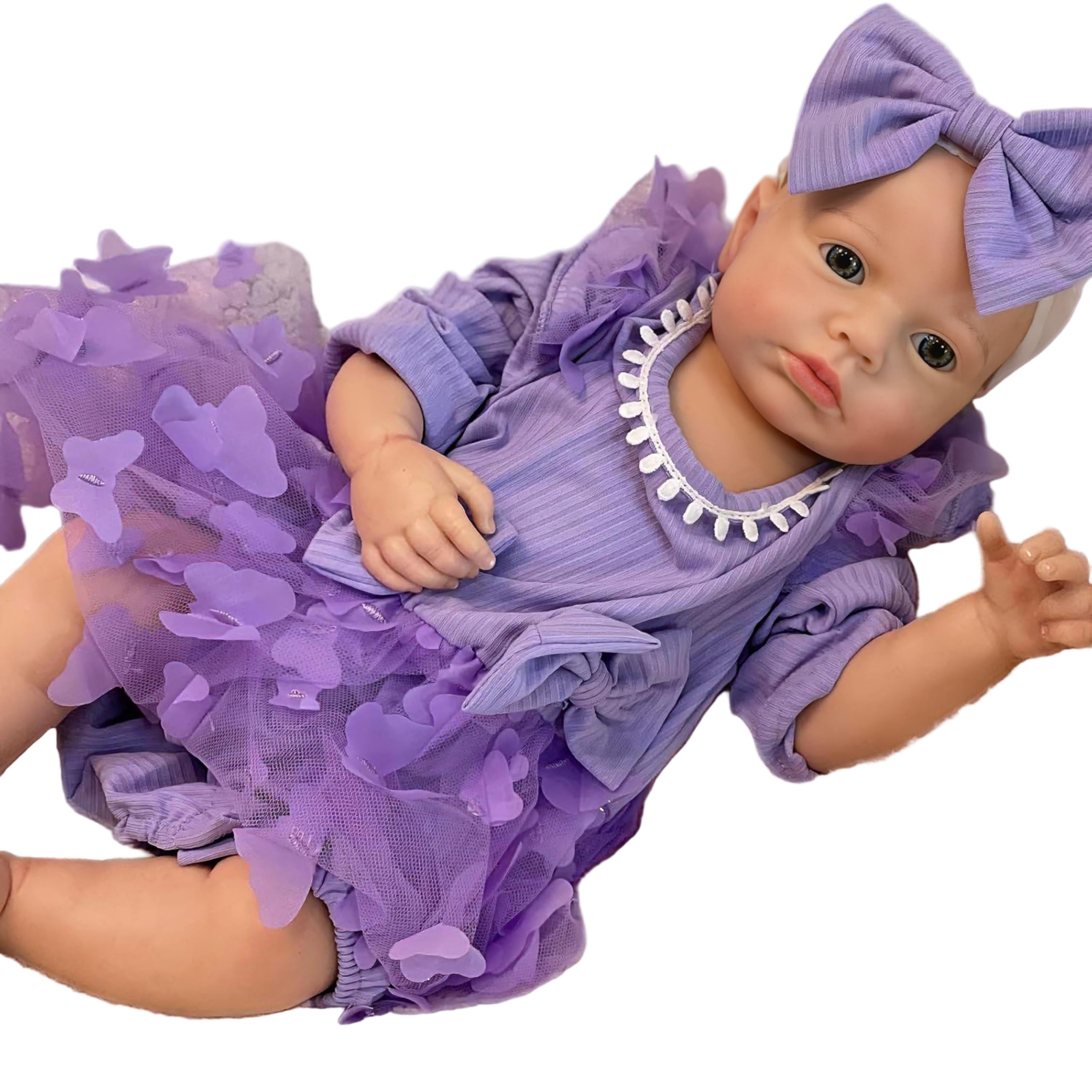 18Inch Loulou Full Body Solid Silicone Baby Dolls Realistic Painted Silicone Newborn Doll Girl