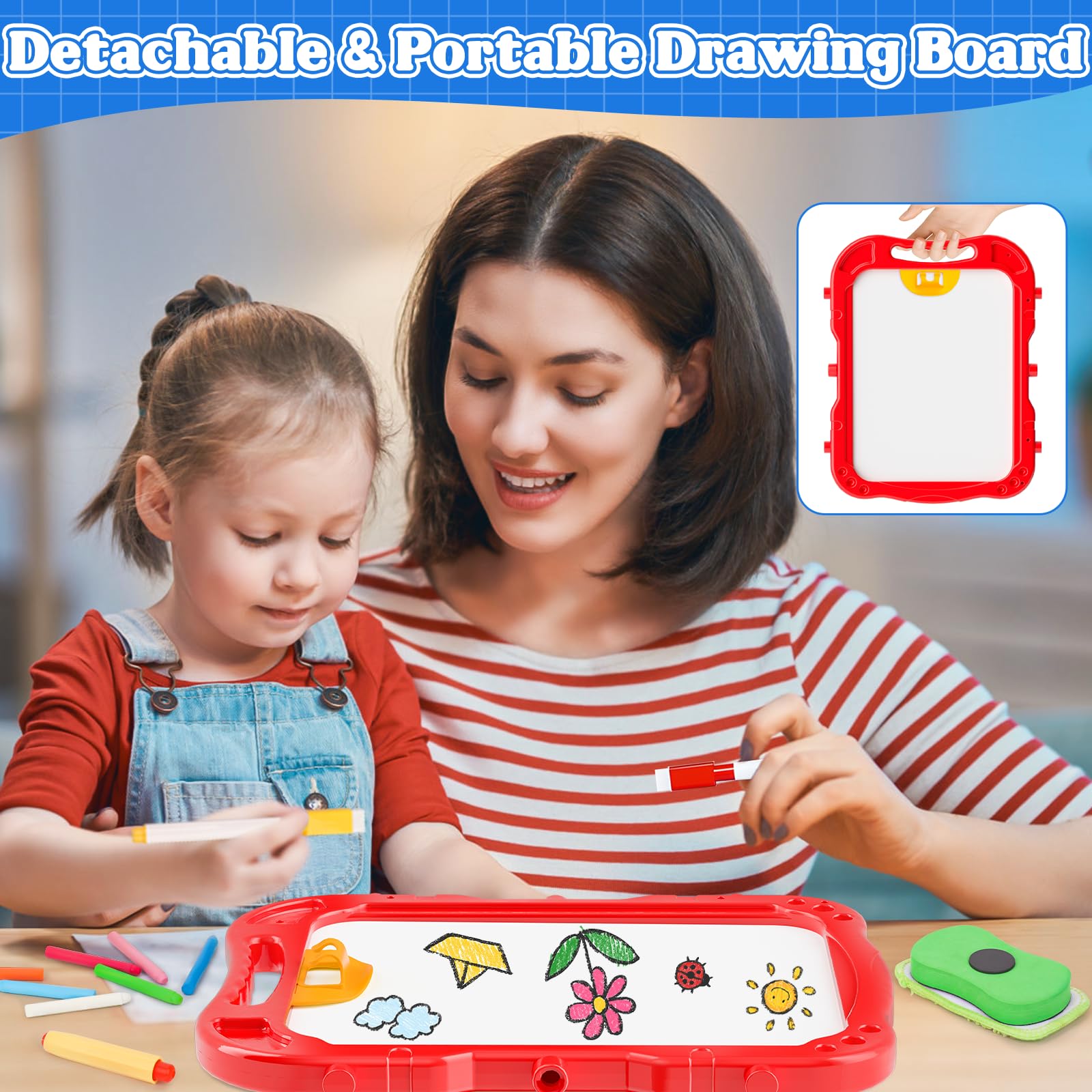 Easel for Kids,Toddler Toys for Ages 2-4, Double-Sided Magnetic Kids Art Easel for 2 Year Old Boy Birthday Gift,Toys for 3 Year Old Boy Dry Erase Boards,Drawing Boadrs for 2 3 4 5 Years Old Girl Gift