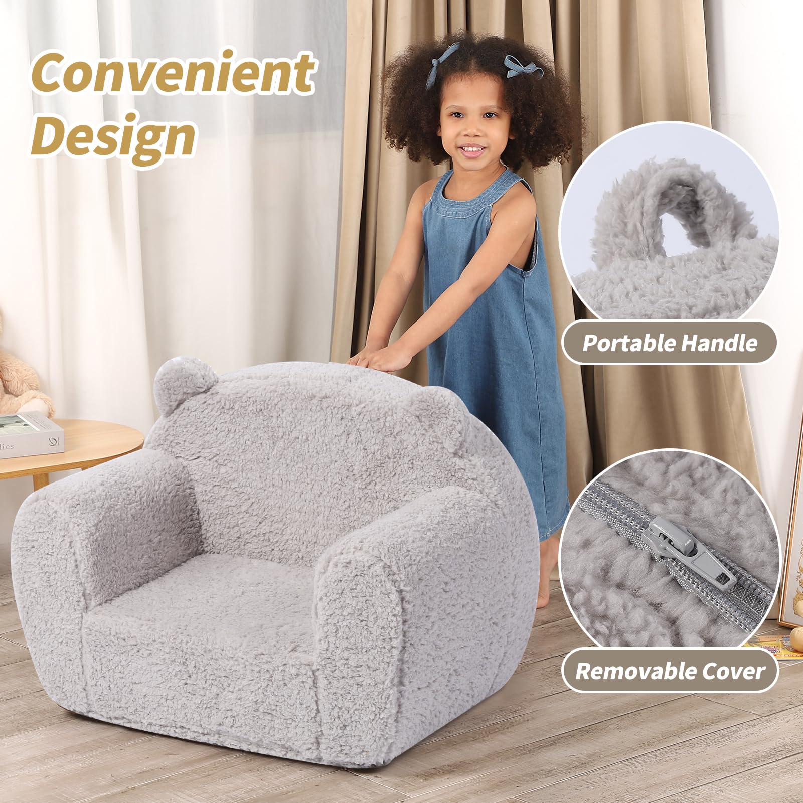 Toddler Sherpa Chair with Foam Cushioning
