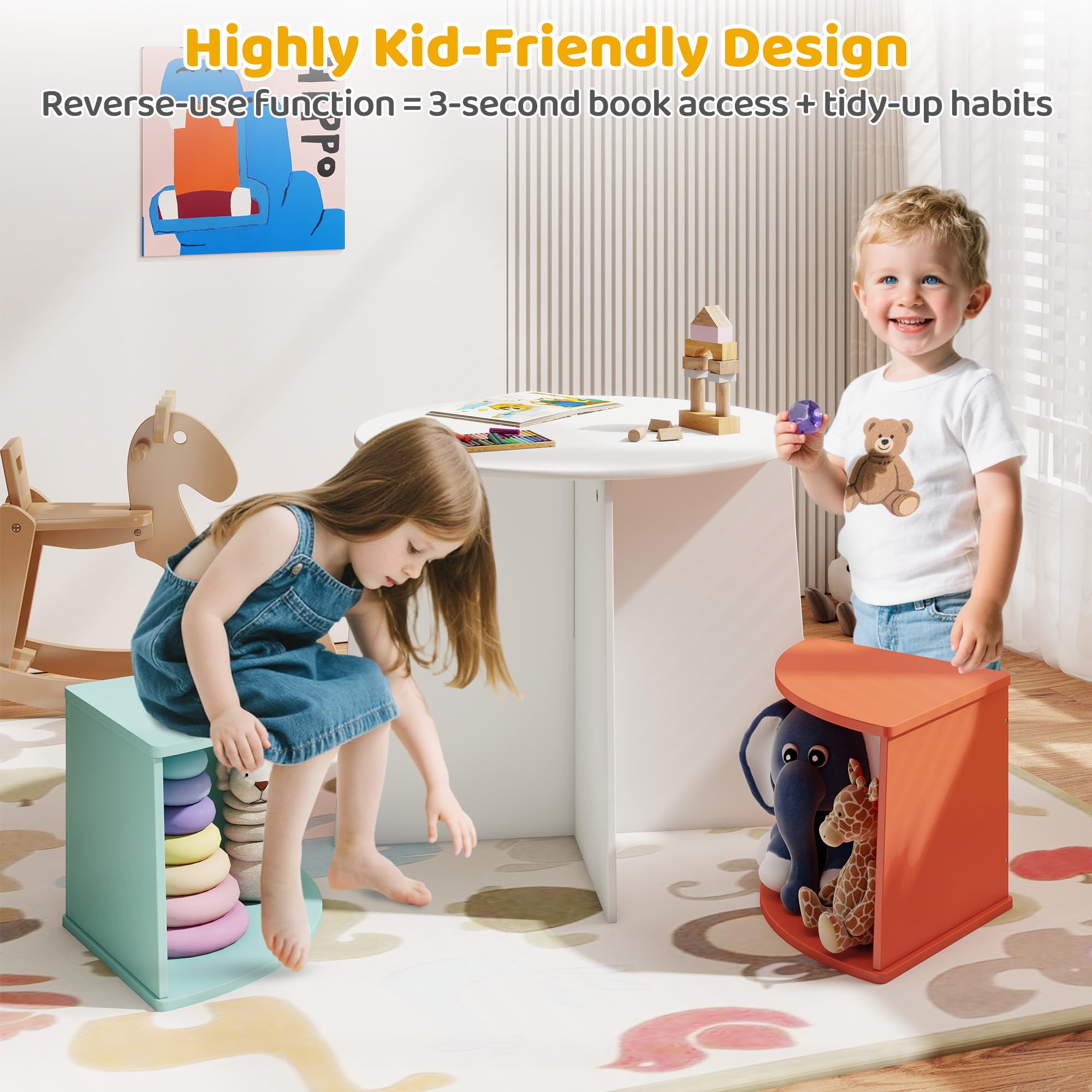 Kids Table and Chair Set with Storage Stools