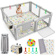 Foldable Baby Playpen with Play Mat, 71x59 Extra Large Foldable Playard