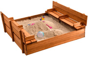 Large Wooden Kids Sandbox with Lid – Outdoor Sand Box for Kids