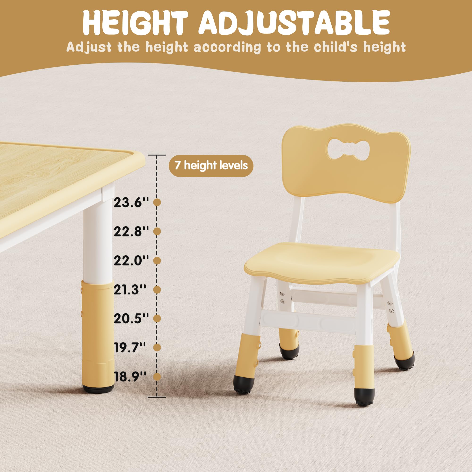 Height Adjustable Kids Table and Chair Set