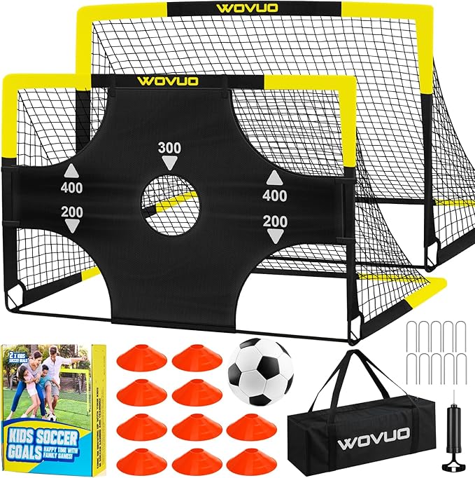 Kids Soccer Goals for Backyard Set of 2, 6x4 ft Portable Toddler Soccer Goal Training