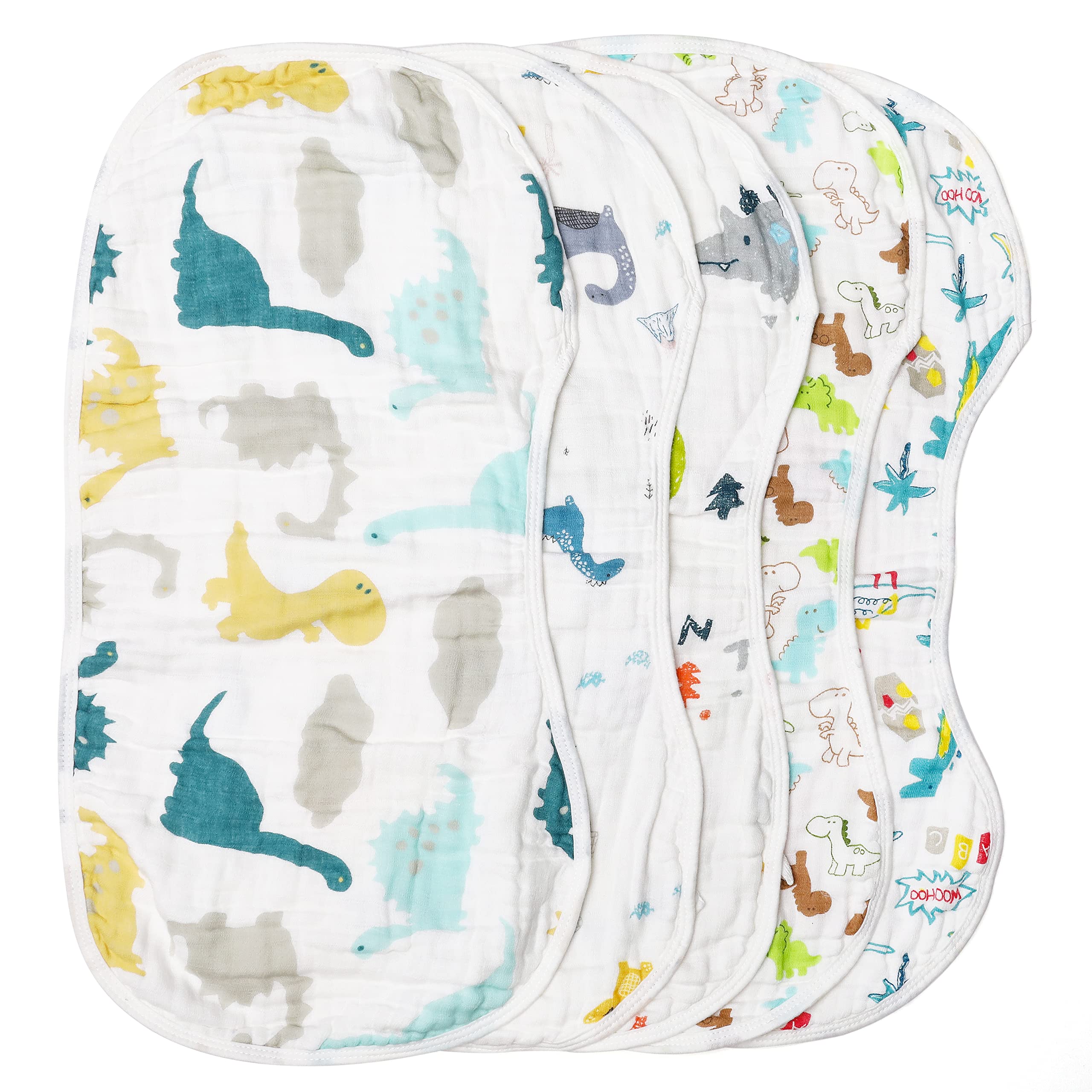 Muslin Burp Cloths Baby Burping Bibs 100% Organic Cotton 5-Pack Large