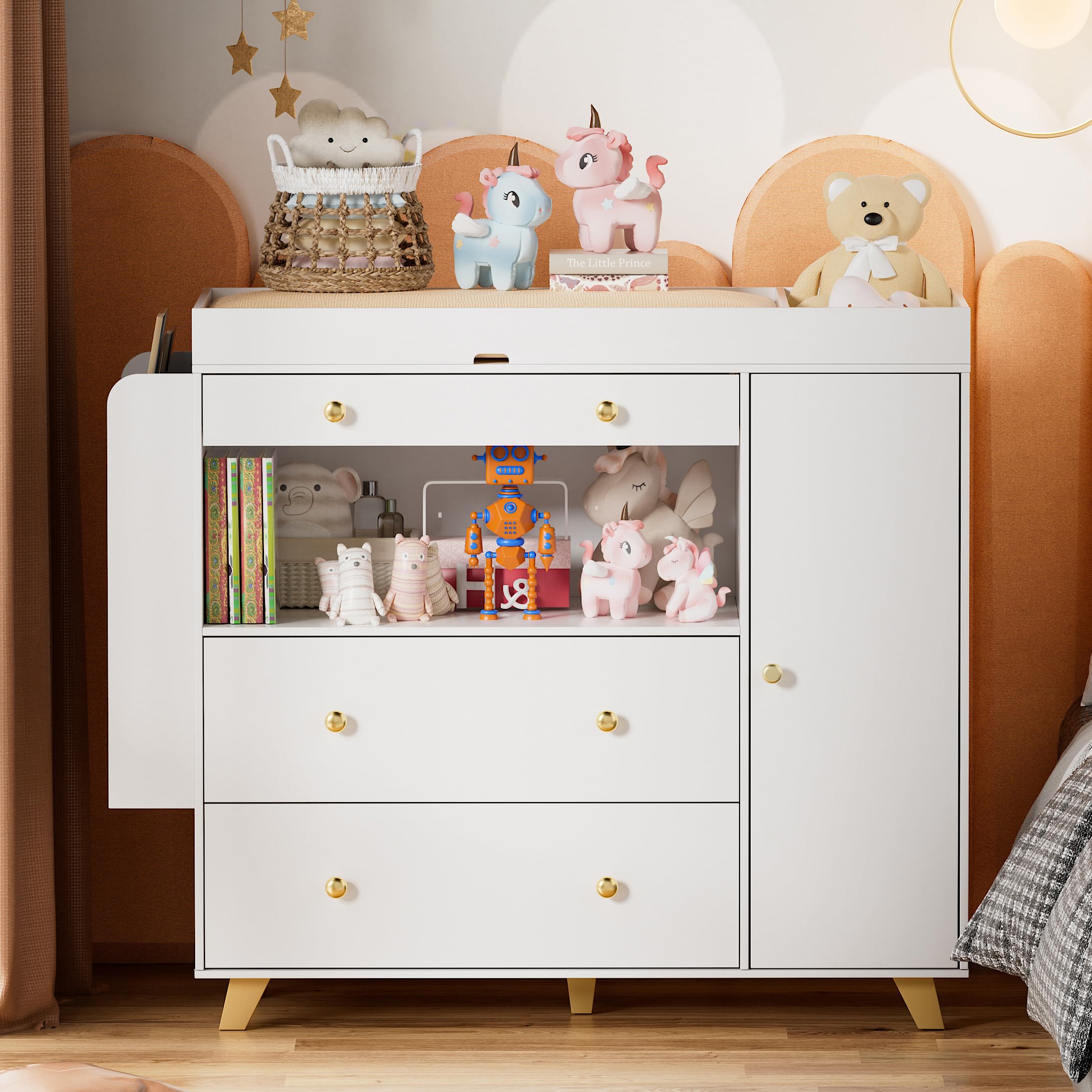 Nursery Dresser with Changing Table and Storage Drawers